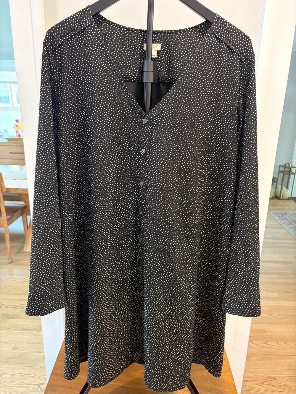 J. Crew Black Tunic with White Polka Dots